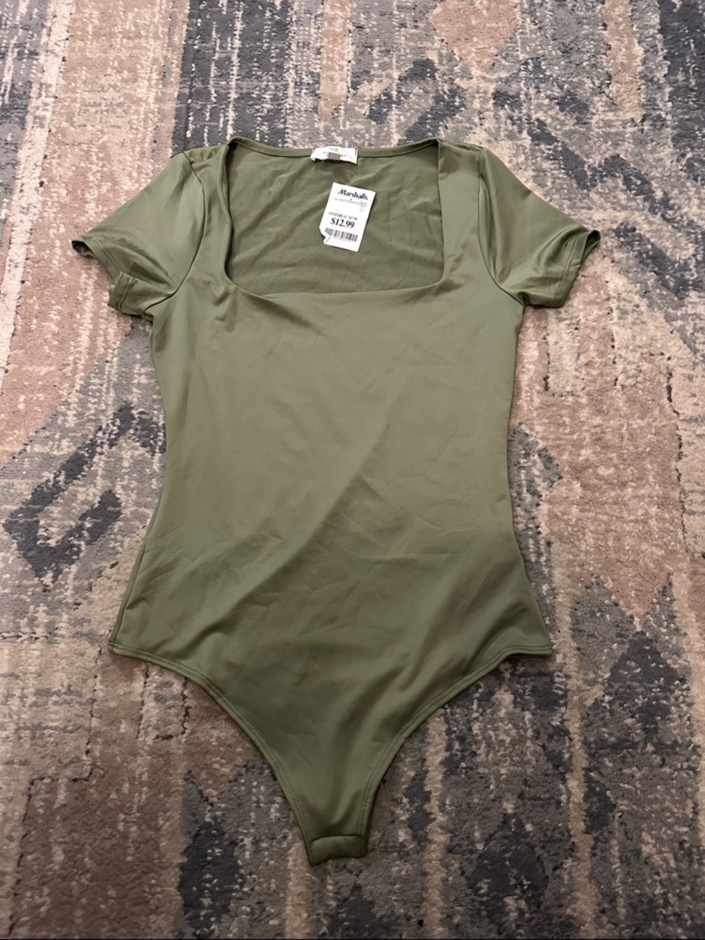 Marshalls Olive Green Square Neck Short Sleeve Bodysuit